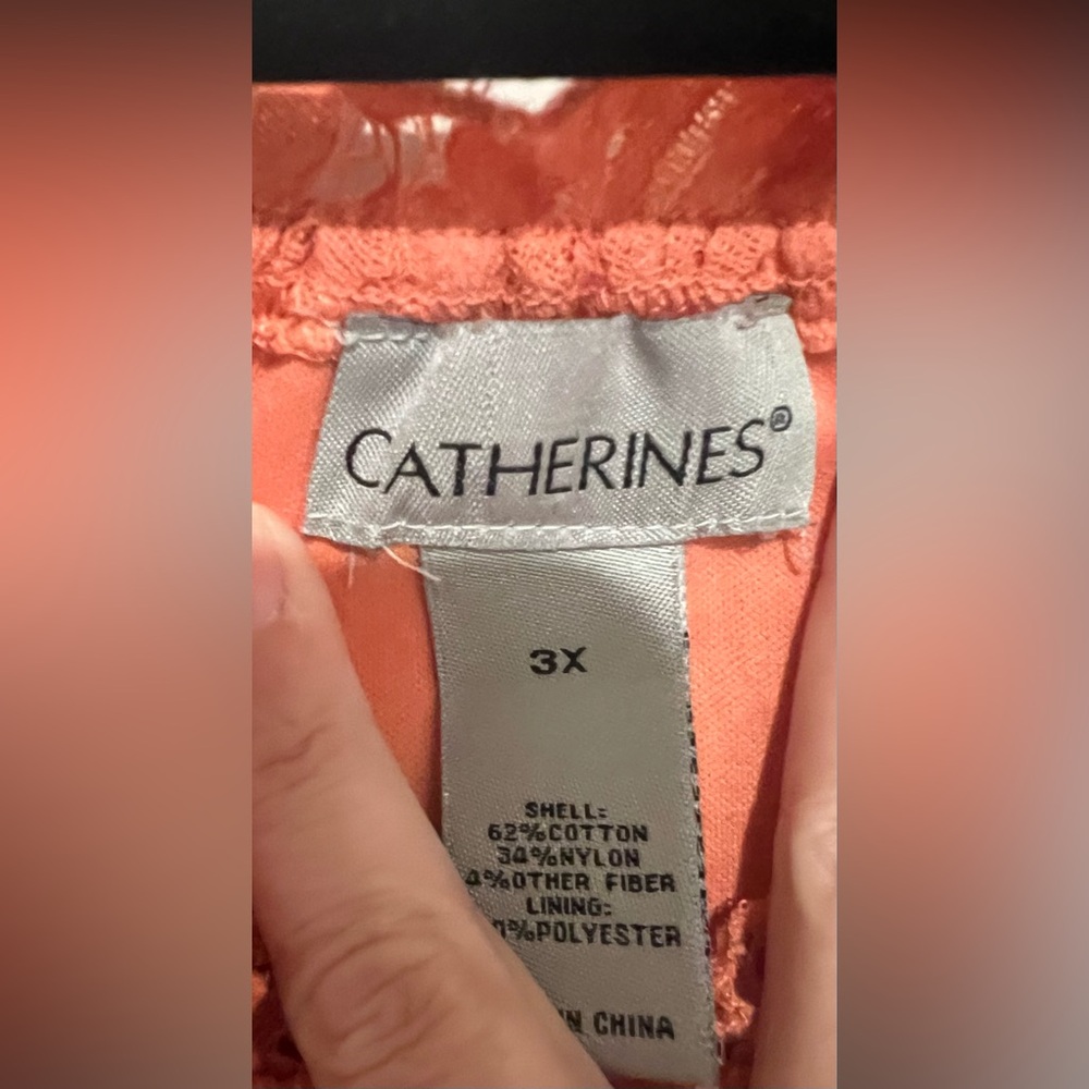 Catherine’s Classy Lace Coral Peach Bohemian Tunic Blouse Size 3X Cottagecore - Picture 3 of 9